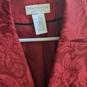 Beautiful red shiny satin flower Paisley Blazer.